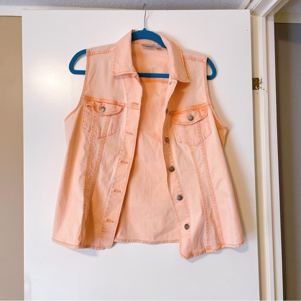 Chico's Orange Denim Vest Size 1, Medium